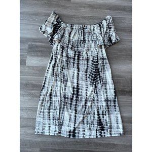 West Loop Dress Size XL Black White Tie Dye Off the Shoulder
